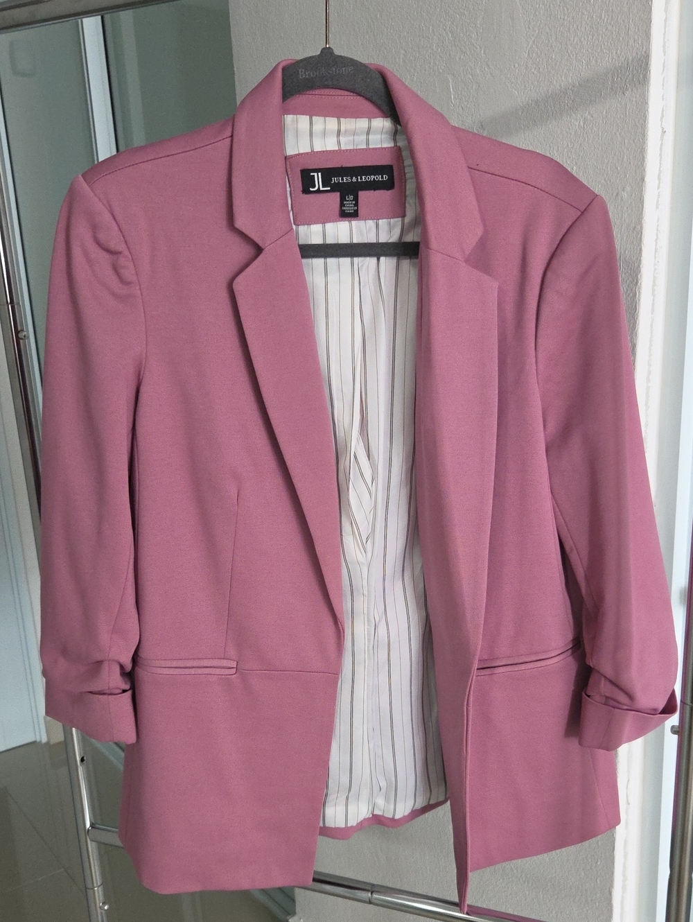 Jules & Leopold Blush Pink Open-Front Blazer